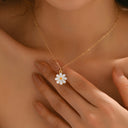 Daisy and Music Note Necklace, Gold Tone Enamel Charm Necklace for Women