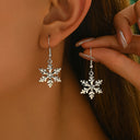 Snowflake Earrings for Women, Silver Christmas Dangle Earrings