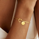 Initial Bangle A to Z for Women, Knotted Open Bangle, 18K Gold Plated
