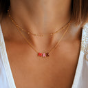 Bubble Letter Name Necklace, Double Layer Gold Necklace, Custom Name or Initial