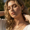 Esther Black Enamel Gold Earrings, view 2