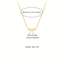 Bow Necklace for Women, Dainty 18K Gold Plated Bow Pendant