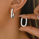 Geometric Hoop Earrings for Women, 3D Gold or Silver Hoops