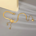 Butterfly Bracelet for Women, 18K Gold Plated Stainless Steel Tassel Charm