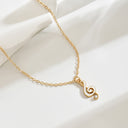 Daisy and Music Note Necklace, Gold Tone Enamel Charm Necklace for Women