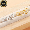 Gold Heart Stud Earrings, 316 Stainless Steel, Hypoallergenic, Tarnish Resistant