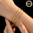 Chain Bracelet Set of 3, 304L Stainless Steel, 18K Gold Plated or Silver