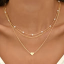 Heart and Pearl Necklace, Vintage Gold Heart Pendant on Faux Pearl Chain