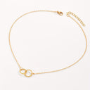 Double Circle Necklace for Women, Gold Interlocking Circle Pendant