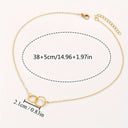 Double Circle Necklace for Women, Gold Interlocking Circle Pendant