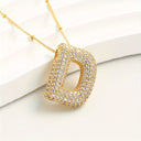 Sparkling Bubble Initial Necklace, Cubic Zirconia Letter Pendant, 18K Gold Plated