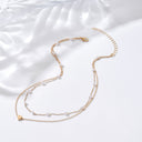 Heart Bead Layered Necklace, Gold Multi Layer Necklace for Women