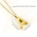 Initial Necklace A to Z, Bubble Letter Necklace, 18K Gold Plated Stainless Steel