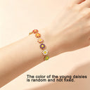 Daisy Bracelet for Women, 14K Gold Plated Enamel Flower Bracelet