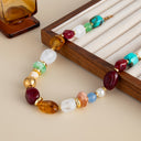 Boho Bead Necklace for Women, Colourful Resin Statement Necklace