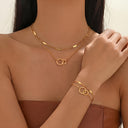 Interlocking Hoop Necklace and Bracelet Set, Layered Jewellery Set, Gold or Silver