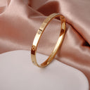 Clover Bangle Bracelet for Women, Stainless Steel, 18K Gold Plated or Silver
