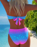 Adelina halter neck bikini set in gradient leopard print, view 3