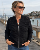 Lark zip-up knit cardigan for women with textured knit, view 2