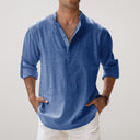 Tamarama Men's Linen Look Cotton Henley Shirt, view 6