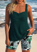 Bryn crossover tankini top with floral swim shorts, view 5