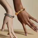 Wilma Asymmetrical Gold Bangle, view 2
