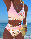 Elsbeth floral contrast print bikini set