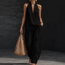 Nina two-piece set with batwing sleeve top and wide elastic waist pants, view 5
