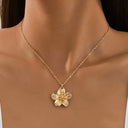 Flower Pendant Necklace for Women, Elegant Floral Necklace, White, Gold, Pink or Blue