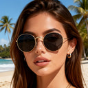 Ravello round tinted fashion glasses with a gold metal frame