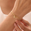 Initial Bracelet, Twisted Rope Chain with Letter Charm, Stainless Steel, Gold or Silver