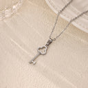 Clover Key Pendant Necklace, Stainless Steel, 18K Gold Plated or Silver