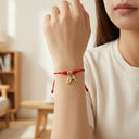 Red String Cross Bracelet, Braided Cord with 18K Gold Plated Cross Charm
