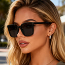 Marbella bold square sunglasses with a black frame and grey lenses