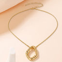 Hollow Pendant Necklace for Women, Geometric Organic Pendant, Gold or Silver
