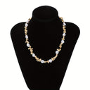 Baroque Pearl Necklace for Women, Faux Pearl Strand with Gold Clasp