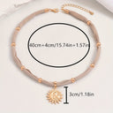 Sun Pendant Bead Necklace, 14K Gold Plated Boho Necklace for Women