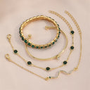 Gold Emerald Bracelet Set