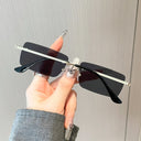 Santorini rimless sunglasses with gold temples and brown gradient lenses, view 7