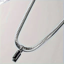 1pc Sleek Silvery Necklace - Fashionable Snake Chain Design for Men