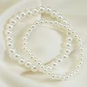 Pearl Bracelet Set of 2, Faux Pearl Stretch Bracelets for Women