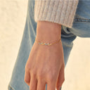 Wave Bracelet for Women, 18K Gold Plated with Blue Wave and Zirconia
