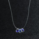 Teardrop Floating Necklace for Women, Invisible Illusion Chain, Clear or Green