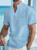 Coolangatta Men's High Collar V-Cut Short Sleeve Shirt, view 5