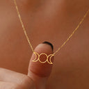 Triple Moon Necklace, 18K Gold Plated Stainless Steel Moon Pendant
