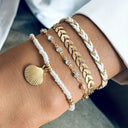 Shell Bracelet Set of 4, Beach Bracelets for Women, Gold or Blue