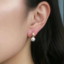 Pearl Hoop Earrings for Women, Small Faux Pearl Hoops, 18K Gold Plated