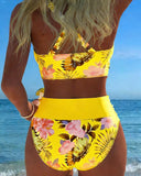 Elsbeth floral contrast print bikini set, view 7
