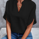 Halle short sleeve batwing blouse with deep V-neckline, view 7