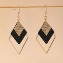 Boho Hoop Earrings for Women, Red or Black Geometric, 14K Gold Plated